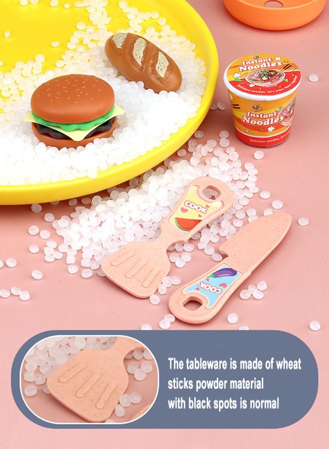 34 Pcs Kitchen Pretend Play Toy Set, Role Play Cookware Indoor DIY Toy Games, Kitchen Accessories Toys Sets With Spray And Light for Boys, Girls, Kids, Children, Pink - Image 4