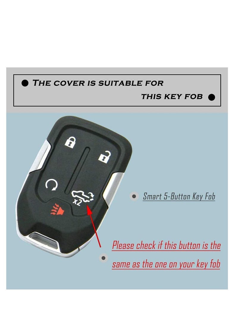SYOSI Key Protector Key Fob Case Silicone Smart Cover Protector with Metal Key Chain for Chevy Silverado and for GMC Sierra 2500HD 3500HD Remote Accessories Holder (5-Button Black) - Image 3