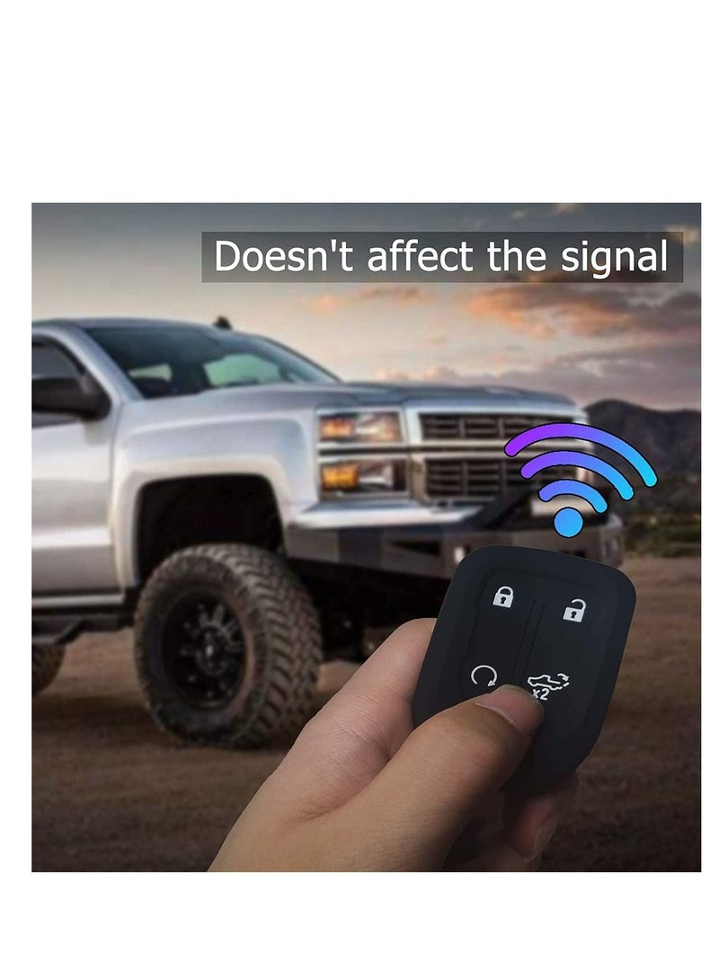 SYOSI Key Protector Key Fob Case Silicone Smart Cover Protector with Metal Key Chain for Chevy Silverado and for GMC Sierra 2500HD 3500HD Remote Accessories Holder (5-Button Black) - Image 5