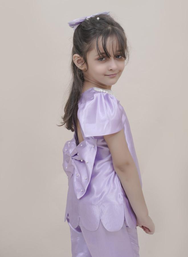 Maithili Maithili Faux Pearl Embellished Scallop Edge Top and Ombre Palazzo Set  - Image 3