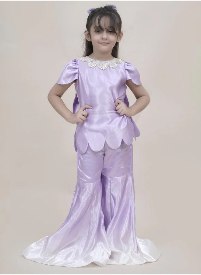 مايثيلي Maithili Faux Pearl Embellished Scallop Edge Top and Ombre Palazzo Set