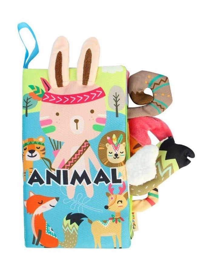 BeFunky Baby Fabric Book - Months 0-12, Soft 3D Sensory Book with Crinkle Pages, Montessori Learning Toy for Boys & Girls (Animal), Multicolor - Image 1