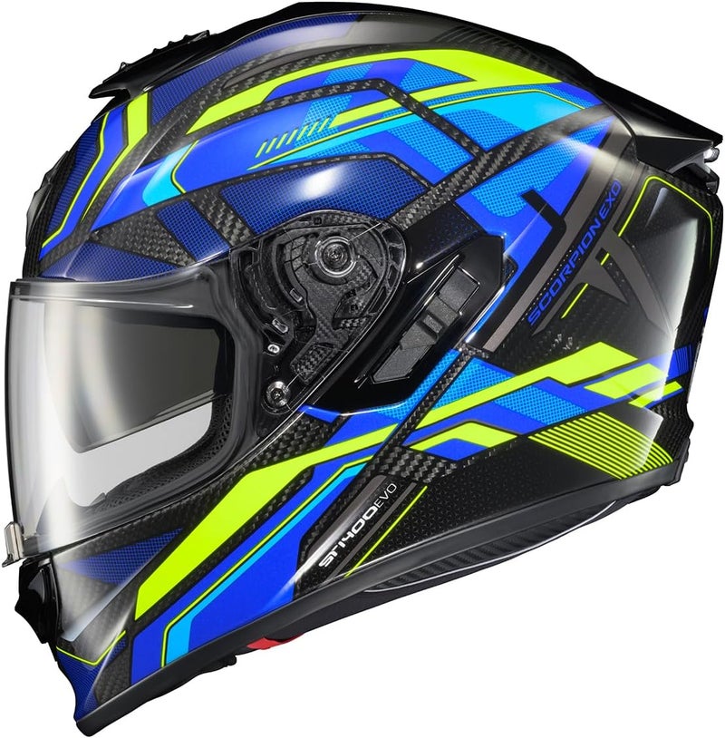 ScorpionEXO ST1400 EVO Carbon Fiber Full Face Motorcycle Helmet - Bluetooth Ready (Gloss Blue - Medium) - Image 1