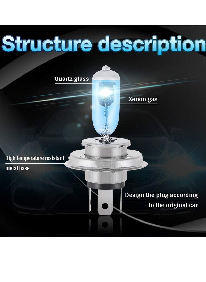 Loquat LED Headlight Bulbs, Fog Light Lamp, H4 Halogen Xenon Light, 100W Halogen Headlight Bulbs  6000K Super Bright, 360 Degree Adjustable, Non-polarity Plug u0026 Play, Pack of 4, White - Image 3