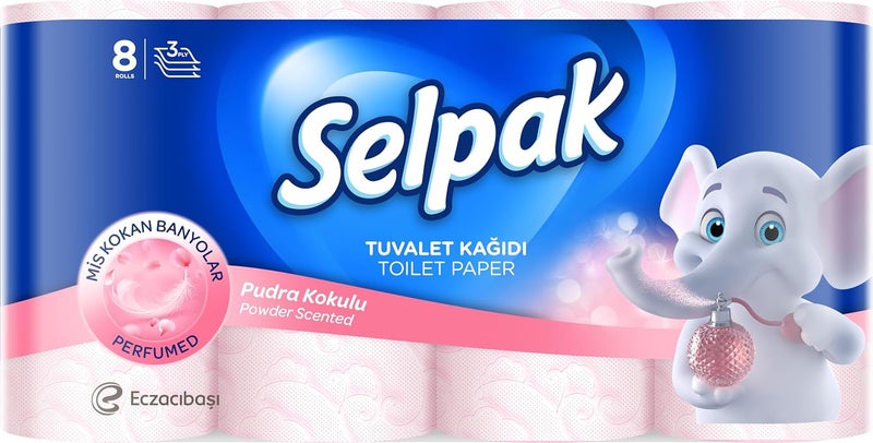 Selpak Perfumed Toilet Tissue Roll 3ply (Powder, 8 Rolls/Pack) - Image 1