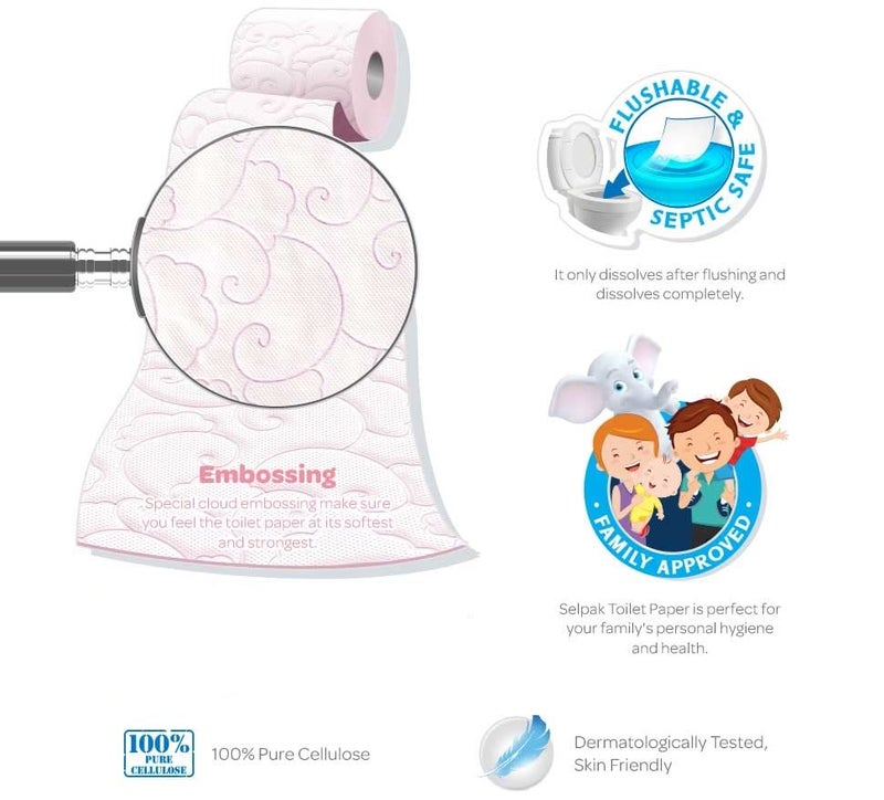 Selpak Perfumed Toilet Tissue Roll 3ply (Powder, 8 Rolls/Pack) - Image 2