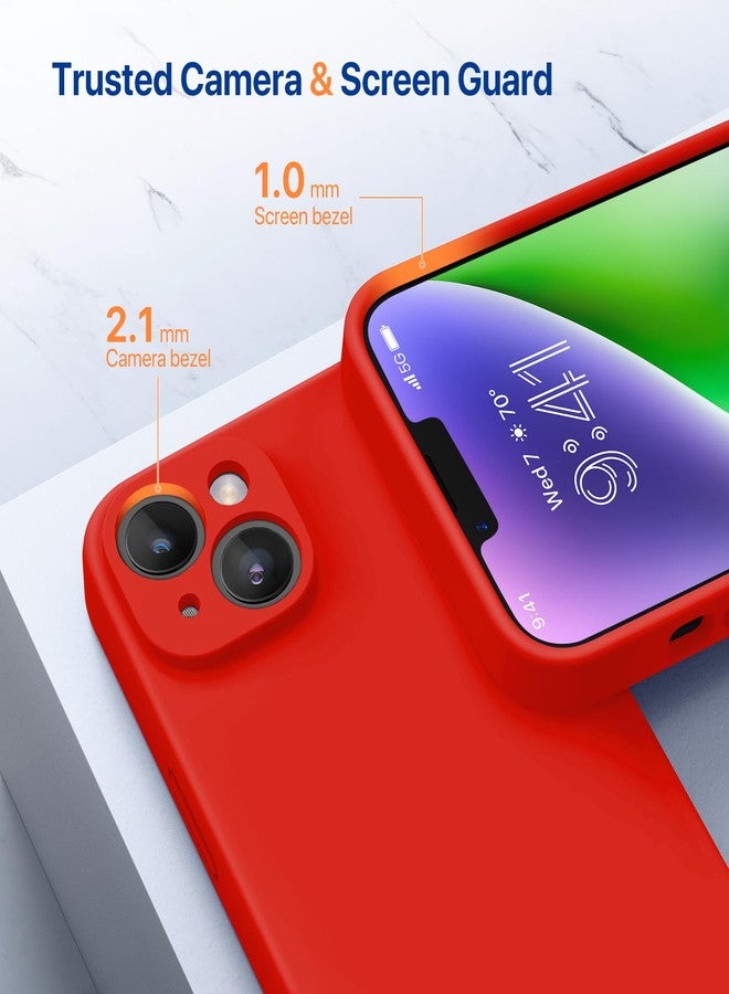 ميراكيس جراب Miracase مصمم خصيصًا لهاتف iPhone 14 مع واقي شاشة، [حماية محسّنة للكاميرا]، جراب سيليكون سائل مقاوم للصدمات مع بطانة من الألياف الدقيقة، 6.1 بوصة، أحمر مرجاني - Image 4