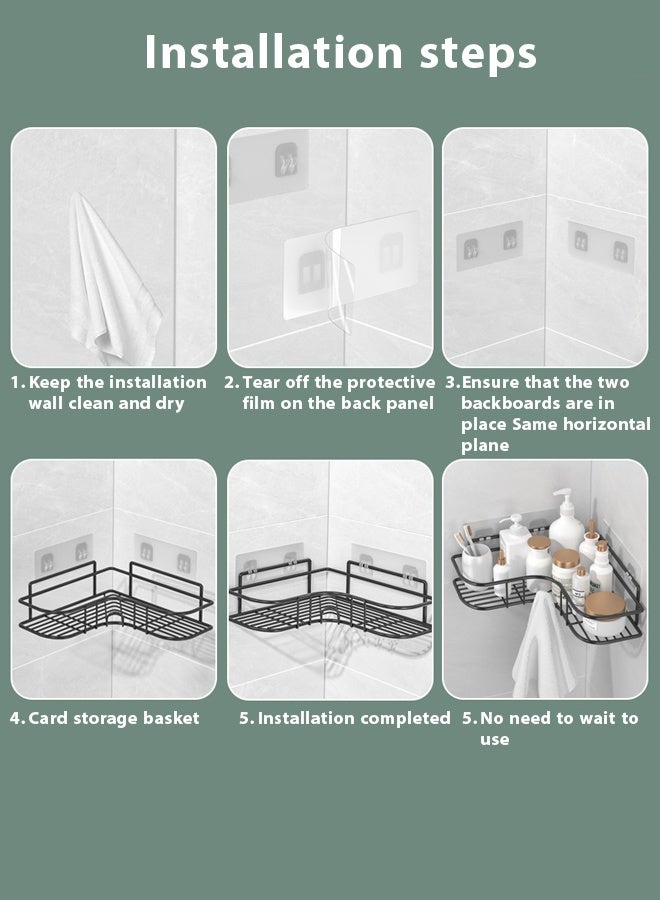 رف تخزين مثلث للاستحمام، 1 قطعة/2 قطعة/3 قطع، منظم لاصق للحمام لتخزين الحمام والمطبخ، بدون حفر، سعة كبيرة، منظم حمام من الفولاذ المقاوم للصدأ مقاوم للصدأ لرفوف الاستحمام الداخلية، سعة كبيرة ومتينة، إكسسوارات حمام مناسبة للديكور المنزلي والمطبخ - Image 3