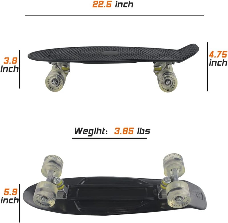 Meketec Skateboards Complete 22 Inch Mini Cruiser Retro Skateboard for Kids Boys Youths Beginners - Image 3