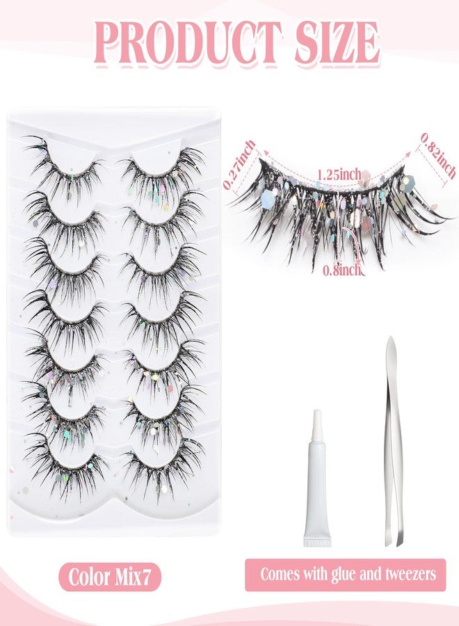 Geelin 7 Pcs Porch Goose Outfit Eyelash for 23/17'' Plastic Lawn Goose Statue Reusable Mink Fake Lashes End 3D Salon Eyelashes for Lawn Patio Art Decoration(Glitter,Black) - Image 2