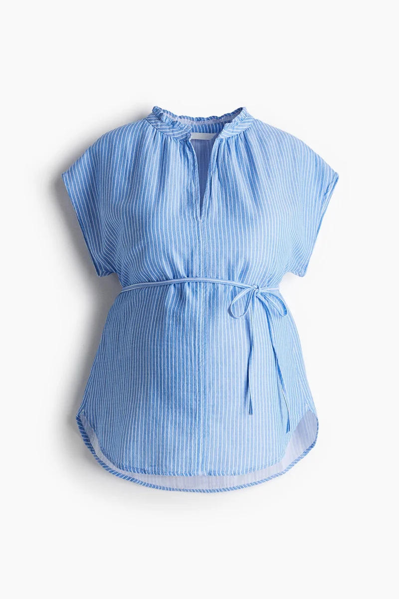H&M MAMA Tie-belt muslin blouse