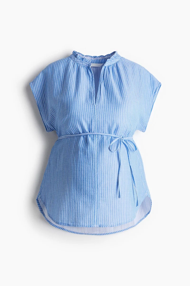 H&M MAMA Tie-belt muslin blouse