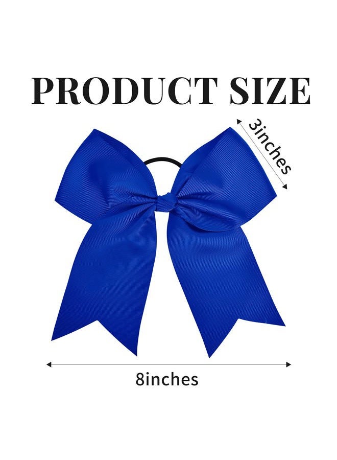 Aileam 12PCS 8" Large Cheer Bow Blue Ponytail Holder Elastic Band Hair Ties Hair Bow Accessories for Cheerleading Teen Girls High School College Softball Competition Sports - Image 4