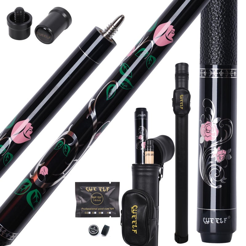 CUEELF Pink Pool Cue Stick 58inches Canadian Maple Billiard Cue Sticks Professional Pool Stick Gifts for Women and Ladies (Rose, 20 oz) - Image 1