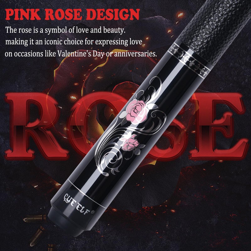 CUEELF Pink Pool Cue Stick 58inches Canadian Maple Billiard Cue Sticks Professional Pool Stick Gifts for Women and Ladies (Rose, 20 oz) - Image 2