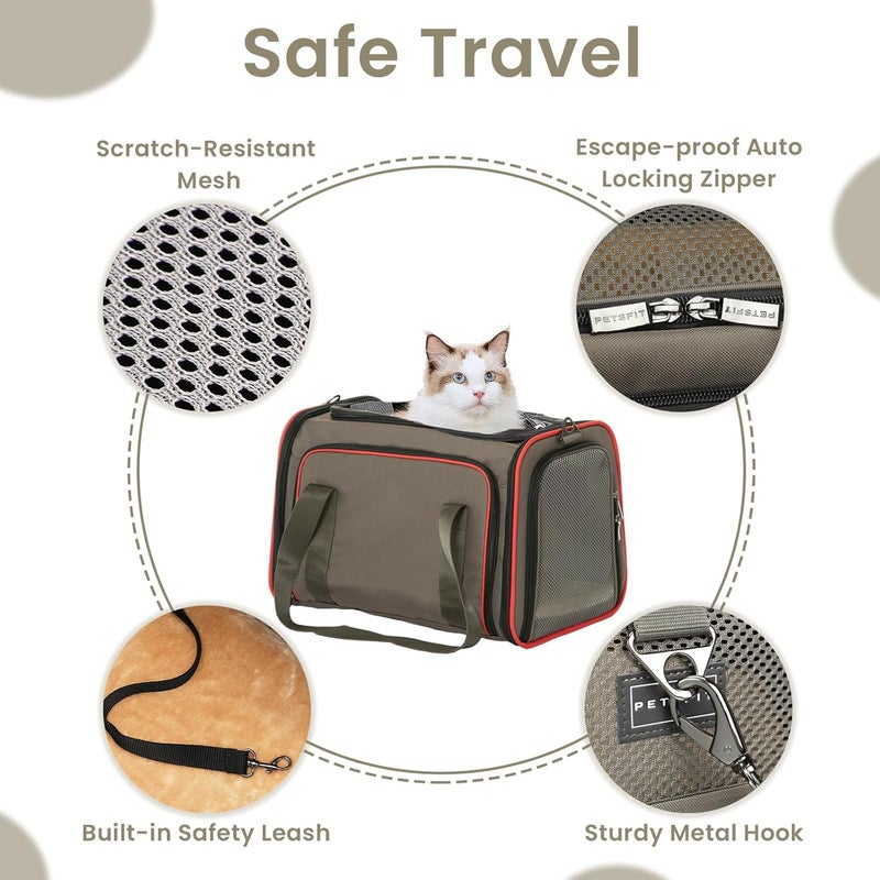 Petsfit Expandable Large Cat Carrier Small Dog Carriers, Airline Approved Soft-Sided Portable Washable Pet Travel Carrier with Two Extension for Kittens,Puppies,Rabbits - Image 5