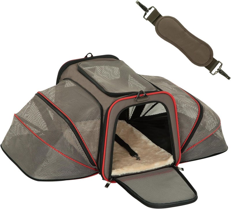 Petsfit Expandable Large Cat Carrier Small Dog Carriers, Airline Approved Soft-Sided Portable Washable Pet Travel Carrier with Two Extension for Kittens,Puppies,Rabbits - Image 1