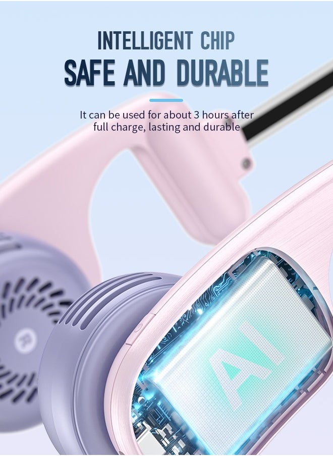 Generic Dual Turbine Bladeless Neck Fan with 5 Levels Adjustable Speed, Rechargeable 360° Cooling Personal Fan with Type-C USB Charging Cable and 3H Work Time, Suitable for Office, Sports, Outdoor Cooling,  - Image 5
