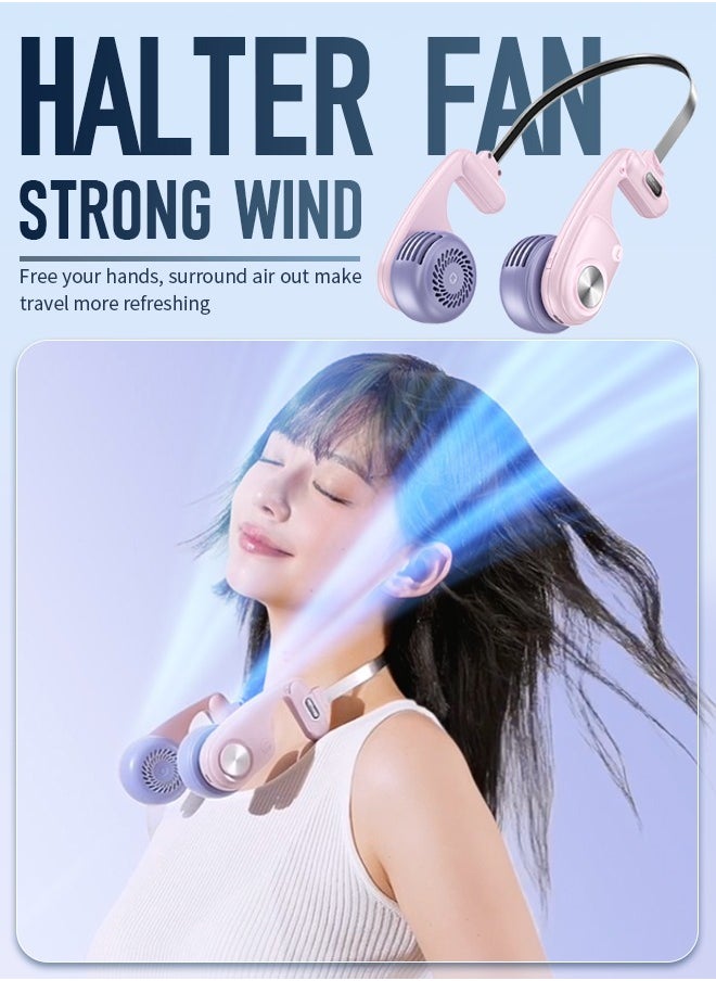 Generic Dual Turbine Bladeless Neck Fan with 5 Levels Adjustable Speed, Rechargeable 360° Cooling Personal Fan with Type-C USB Charging Cable and 3H Work Time, Suitable for Office, Sports, Outdoor Cooling,  - Image 4