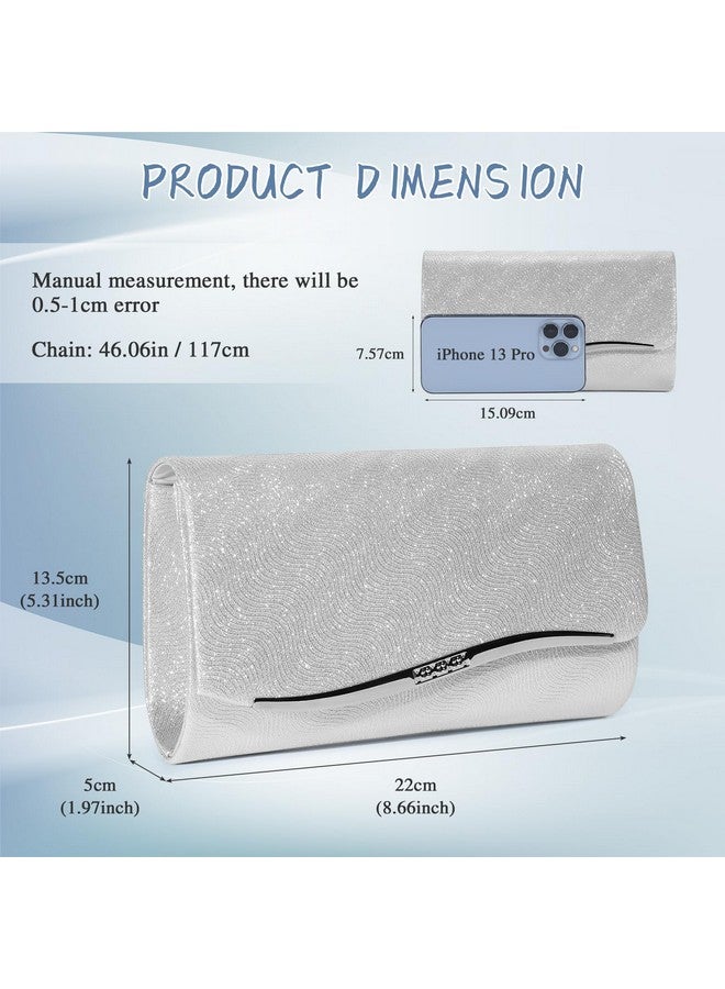 UBAYMAX Evening Bag Clutch Purses For Women Lady Girl Handbags Crossbody Bag Wedding Bag For Prom Cocktail Party Wedding Engagement (Silver) - Image 3