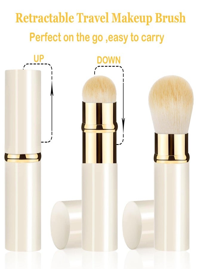 Keriloo Makeup Brush, Retractable 2 Pack Travel Kabuki Powder Makeup Brush, Foundation Face Blush Brushes for Blending Liquid, Blush, Bronzer, Buffing, Sunscreen,Flawless Cosmetics - Image 2