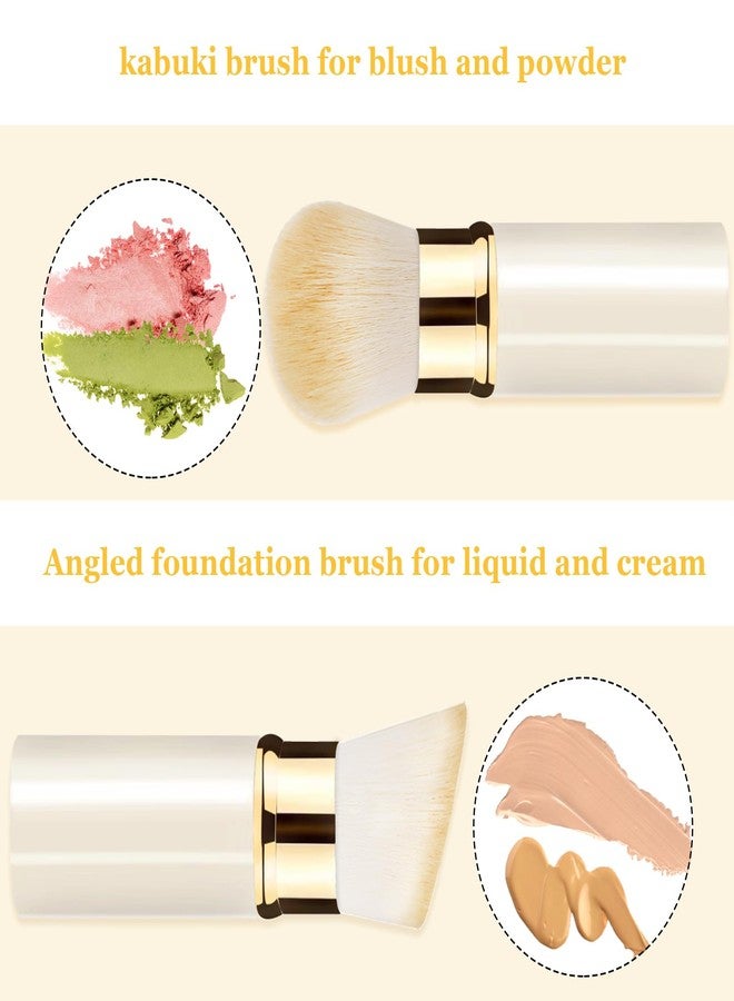 Keriloo Makeup Brush, Retractable 2 Pack Travel Kabuki Powder Makeup Brush, Foundation Face Blush Brushes for Blending Liquid, Blush, Bronzer, Buffing, Sunscreen,Flawless Cosmetics - Image 3