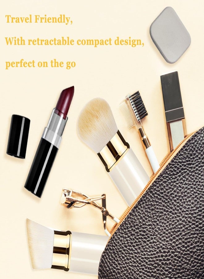 Keriloo Makeup Brush, Retractable 2 Pack Travel Kabuki Powder Makeup Brush, Foundation Face Blush Brushes for Blending Liquid, Blush, Bronzer, Buffing, Sunscreen,Flawless Cosmetics - Image 4