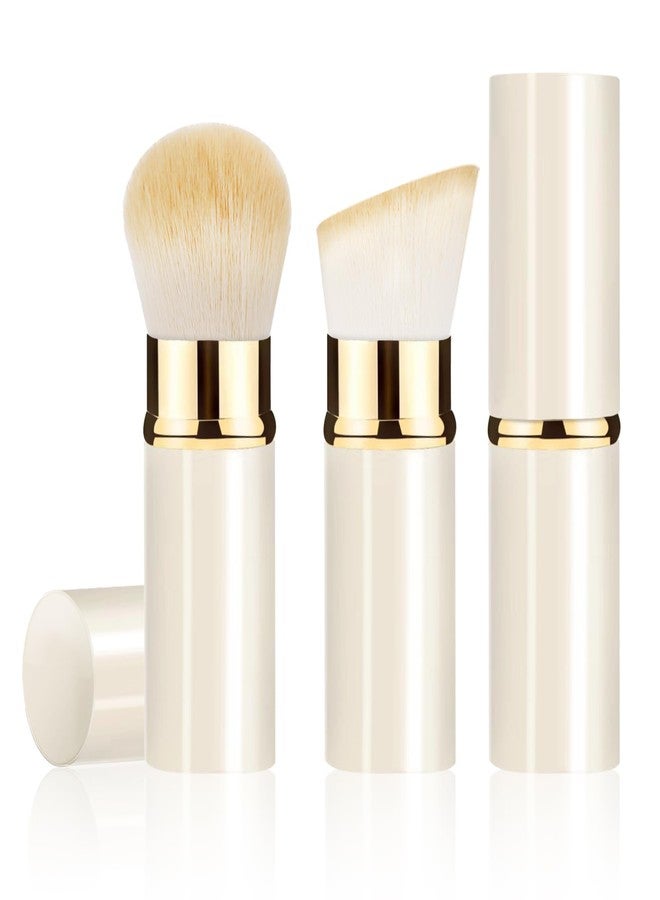 Keriloo Makeup Brush, Retractable 2 Pack Travel Kabuki Powder Makeup Brush, Foundation Face Blush Brushes for Blending Liquid, Blush, Bronzer, Buffing, Sunscreen,Flawless Cosmetics - Image 1
