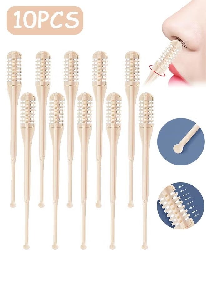 10 PCS 2-in-1 Nasal Hair Cutter, Upgrade Double Sided Nose Hair Trimmer, 360° Rotating Manual Nasal Trimmer with Ear Picker for Men Women - Image 1