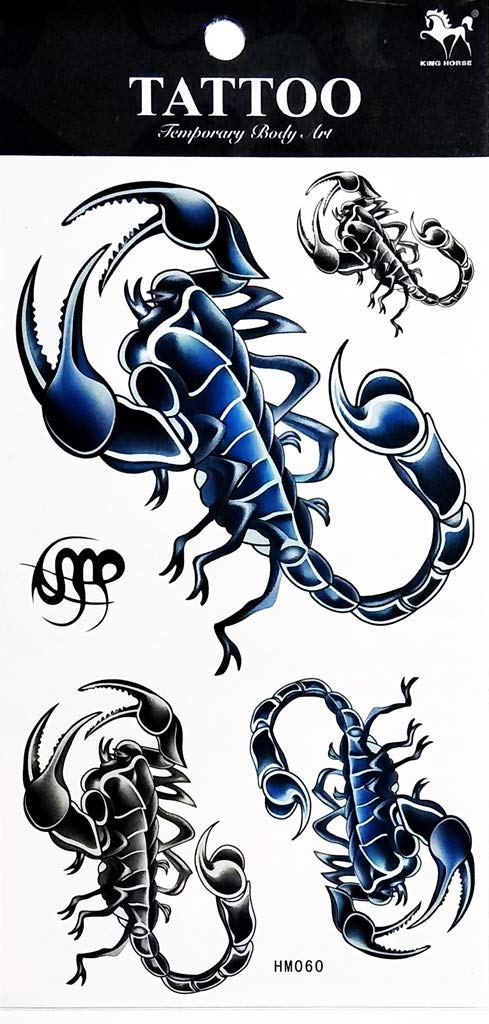 PP TATTOO 1 Sheet Blue Black scorpion Animal Waterproof Temporary Tattoos Body Arm Art Sticker Fake Tattoo Sexy Make up Body Art for Men Women