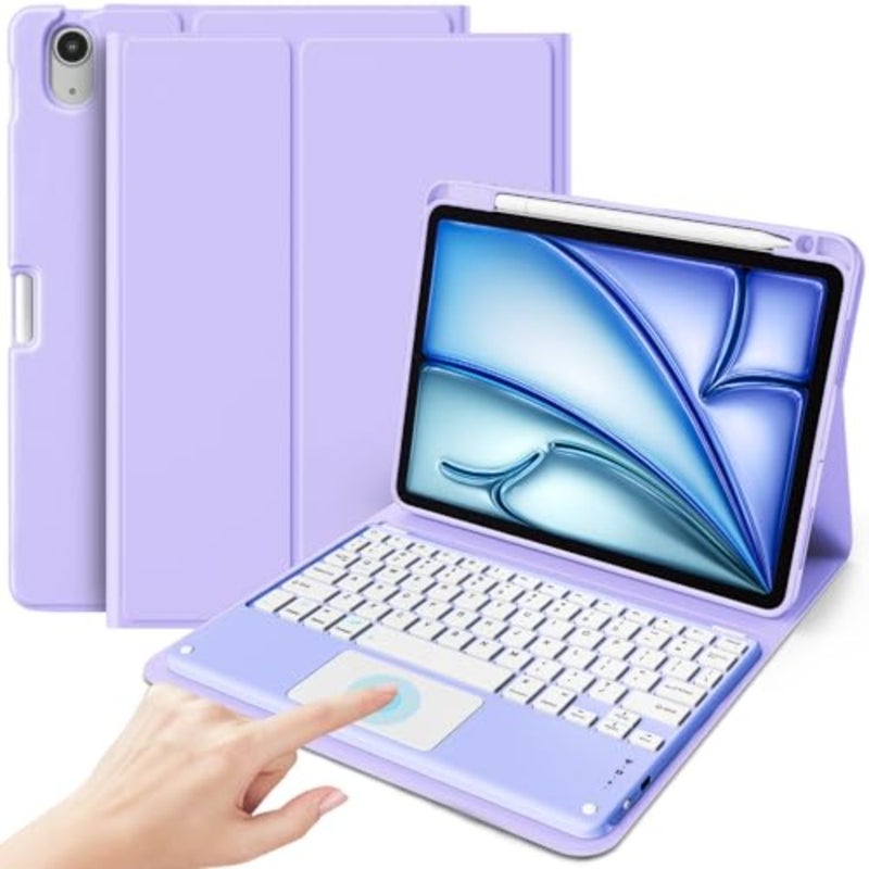 Touchpad Keyboard Case for iPad Air 11 Inch M4/M3/M2 and Air 5/4 Detachable Keyboard with Precision Multi-Touch Trackpad, Slim Protective Case with Pencil Holder for Work and Travel - Image 1