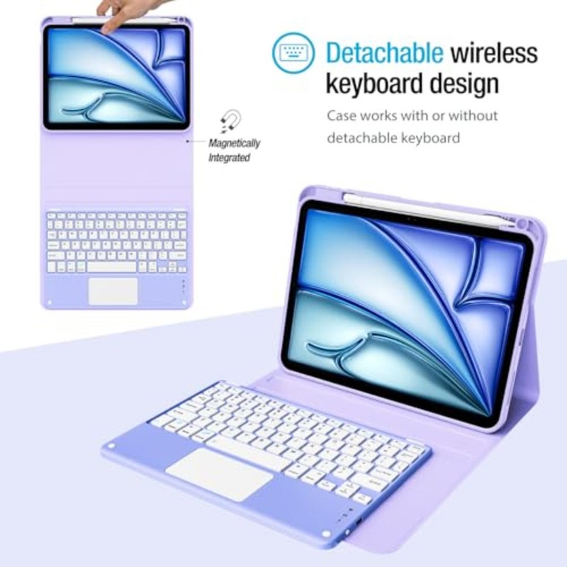 Touchpad Keyboard Case for iPad Air 11 Inch M4/M3/M2 and Air 5/4 Detachable Keyboard with Precision Multi-Touch Trackpad, Slim Protective Case with Pencil Holder for Work and Travel - Image 3