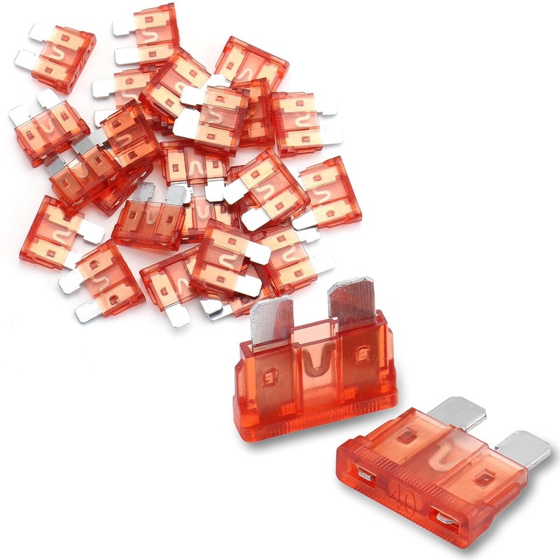 Baomain 25PCS 40 Amp Blade Fuses 40A 32V Fast-Acting Fuse for Automotive Car Truck, Short Circuit Protection Car Fuse, 40A Auto Fuses ATC/ATO (25PCS) - Image 1