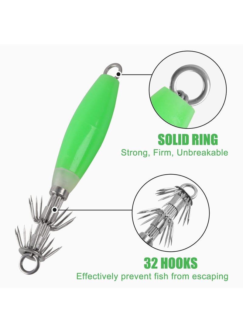 Y&D Glow-in-the-Dark Squid Jig Hooks for Saltwater, 10PCS Luminous Jigs Kit Fluorescent Cuttlefish Sleeve Set Saltwater Octopus Lures with Hard Baits and - Image 2