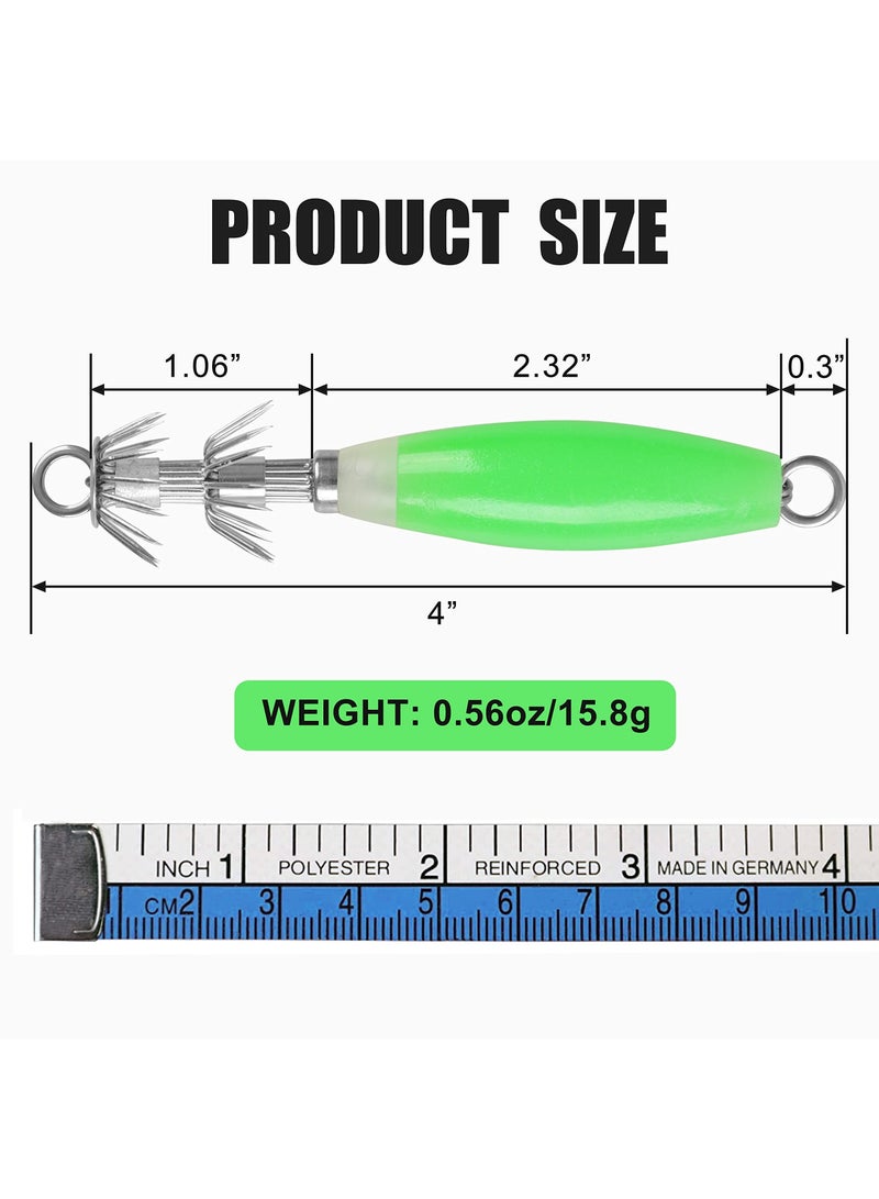 Y&D Glow-in-the-Dark Squid Jig Hooks for Saltwater, 10PCS Luminous Jigs Kit Fluorescent Cuttlefish Sleeve Set Saltwater Octopus Lures with Hard Baits and - Image 5