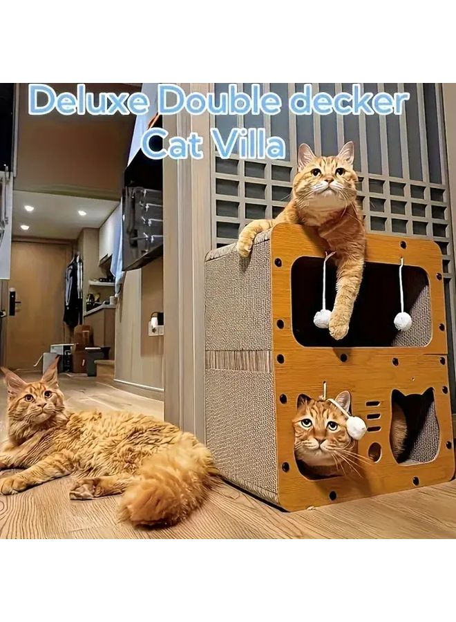 منزل القطط المزدوج عالي الجودة مواد متعددة الاستخدامات للمساحات الصغيرة - Image 5