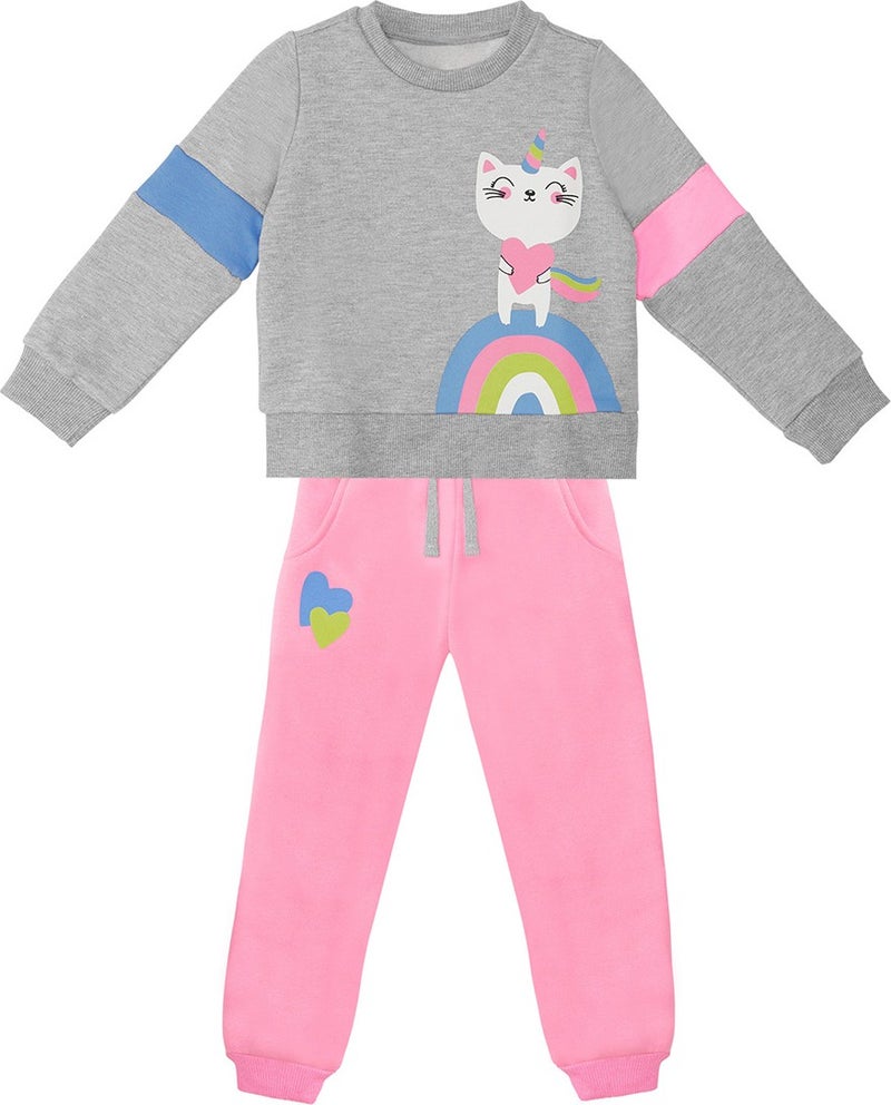 Denokids Rainbow Cat Girls Tracksuit Bottom-Top  - Image 4