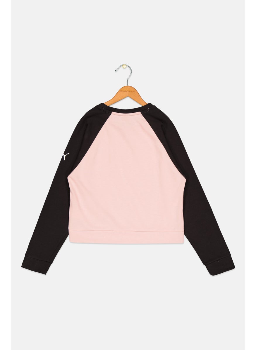 PUMA Kids Girl Relaxed Fit Brand Logo Outdoor Sweatshirt, Peach  - Image 2