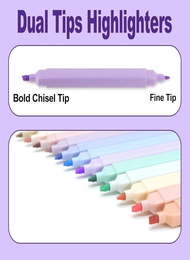 Corslet Aesthetic Stationery Set: 6 Pastel Double-Ended Highlighters and 5-Pocket Expanding File Folder with Labels for Students, Teachers & Note-Taking - Image 5