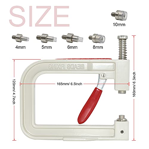 Renashed Pearl Setting Hand Press Machine Tools with 2 Boxes of 5 Sizes Colorful no Holes Round Pearls Beads and Rivet Studs, Screw Heads Tweezers for DIY Crafts - Image 3