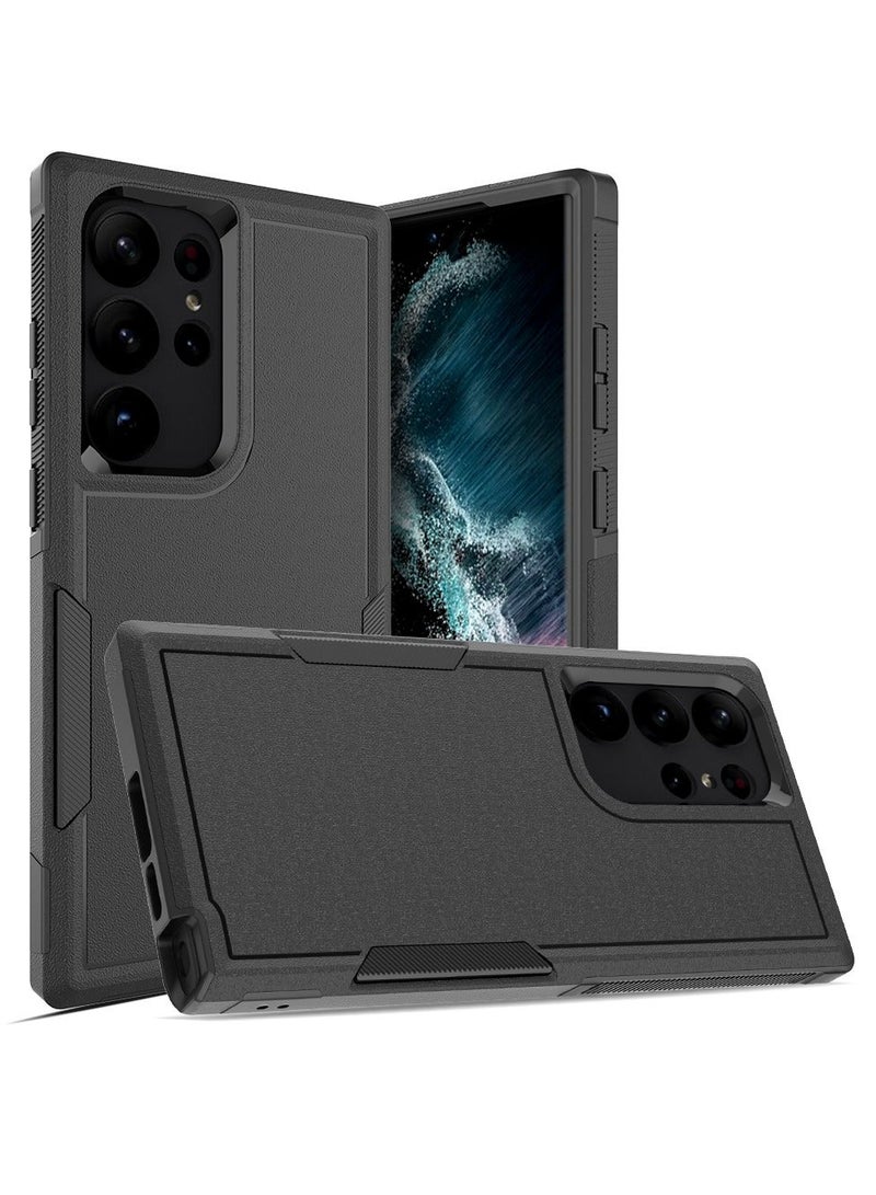 Mmmon حافظة متوافقة مع سامسونج جالاكسي S23 ألترا بطبقتين لحماية قوية للهاتف المحمول غلاف مضاد للصدمات متين حماية عسكرية الحافة القوية لسامسونج جالاكسي S23 ألترا (أسود) - Image 1