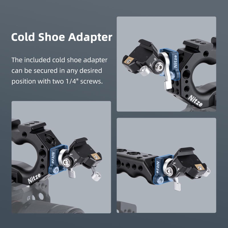 Nitze Quick Release NATO Handle with NATO Rail and Cold Shoe Adapter, Ergonomic Camera Top Handle for Camera Rigs (Stinger Series) - PA28-A - Image 5