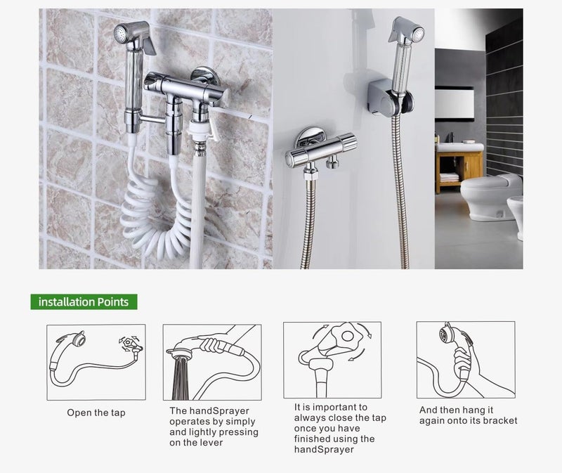 Stainless Steel Handheld Bidet Sprayer Set with 120cm Flexible Hose - Image 4