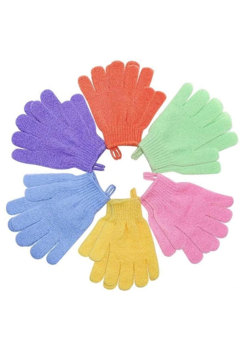 ECVV 6 Pairs Exfoliating Bath Gloves, Made of 100% NYLON, 6 Colors Double Sided Exfoliating Gloves for Beauty Spa Massage Skin Shower Scrubber Bathing Accessories | RANDOM COLOR | - Image 1