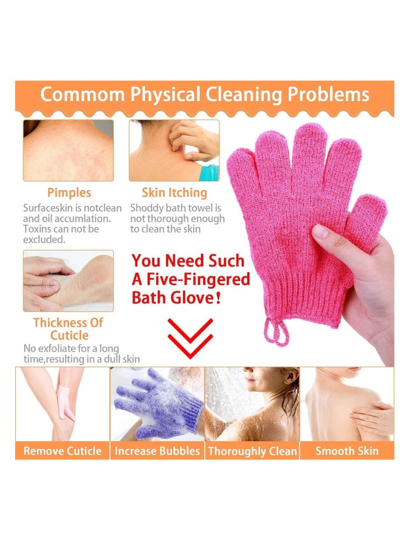 ECVV 6 Pairs Exfoliating Bath Gloves, Made of 100% NYLON, 6 Colors Double Sided Exfoliating Gloves for Beauty Spa Massage Skin Shower Scrubber Bathing Accessories | RANDOM COLOR | - Image 3