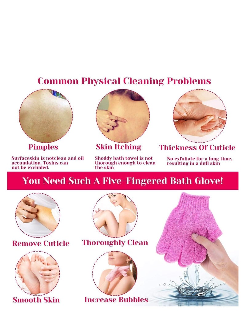 ECVV 6 Pairs Exfoliating Bath Gloves, Made of 100% NYLON, 6 Colors Double Sided Exfoliating Gloves for Beauty Spa Massage Skin Shower Scrubber Bathing Accessories | RANDOM COLOR | - Image 4