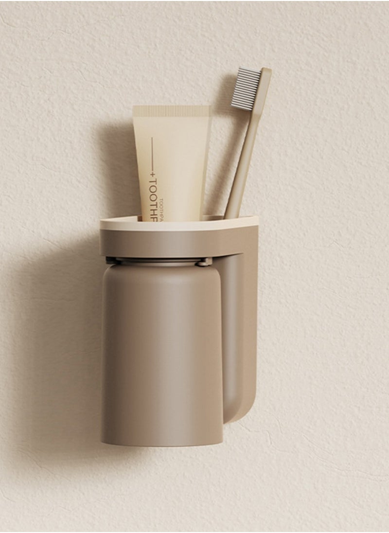 yIFeNG Wall Mounted Toothbrush and Toothpaste Holder  Self Draining Design, Easy Installation, Space-Saving Toothbrush Holder Wall Mounted with Cup,2-in-1 Toothbrush Holders & Cups Set  - Image 1