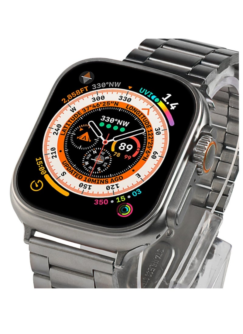 PRIMO PLUS - PRIMO PLUS Smart Watch With A Full Screen Works With The Android And IOS System Is Responsive Wireless Charging And Supports GPS With 7 Bracelets and Protection Cover , Size 49 mm - - Image 1