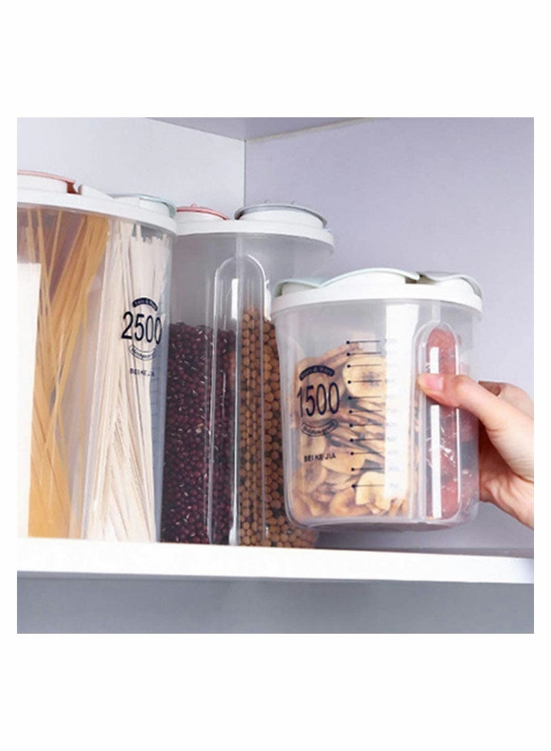 حاوية تخزين الطعام بسعة 1500 مل مقاومة للهواء وخالية من BPA للحبوب والسكر والدقيق والأرز والمكسرات والوجبات الخفيفة مع تصميم قسم - Image 3