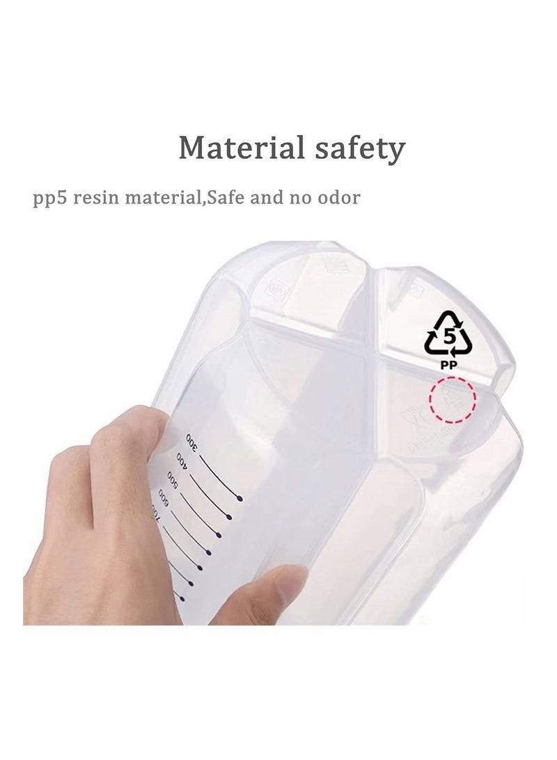 حاوية تخزين الطعام بسعة 1500 مل مقاومة للهواء وخالية من BPA للحبوب والسكر والدقيق والأرز والمكسرات والوجبات الخفيفة مع تصميم قسم - Image 4